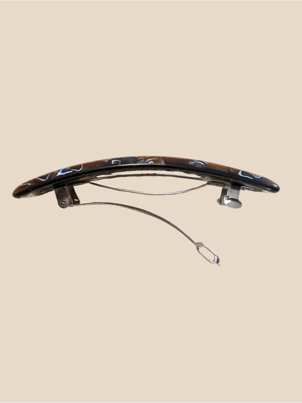 Tortoiseshell Resin Rectangular Hair Barrette - Brown Mix - Picture 5 of 7
